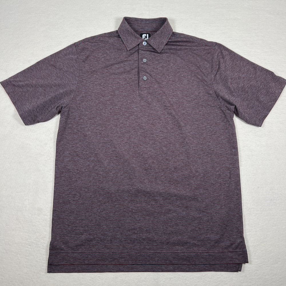 FootJoy Polo Shirt Mens Medium Red Gray Striped Golf Performance Stretch Spandex